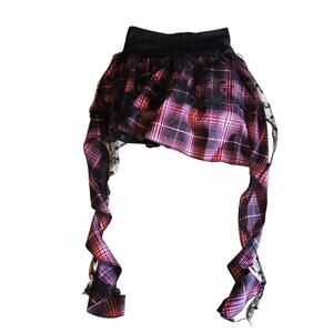 A-Line Mini Skirt Pink Black Plaid Punk Goth with Bloomers Small